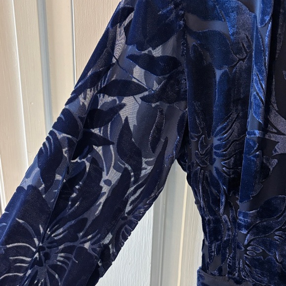 Anthropologie Midnight Navy Velvet Wrap Maxi Dress - Picture 4 of 11